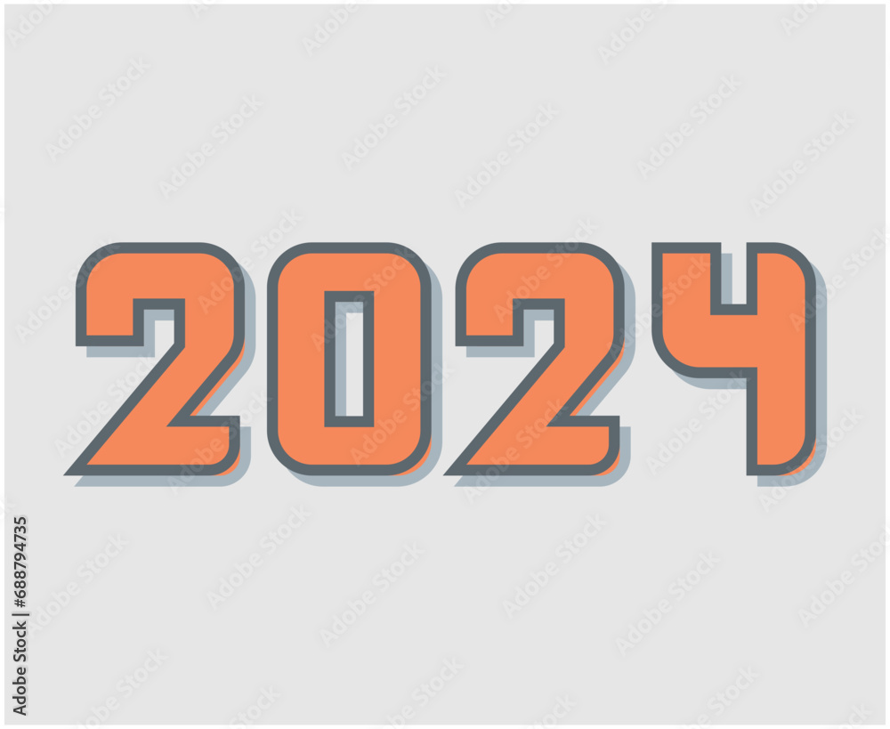 2024 Happy New Year Abstract Orange And Gray Graphic Design Vector Logo Symbol Illustration 2024 Happy New Year Abstract Orange And Gray Graphic Design Vector Logo Symbol Illustration