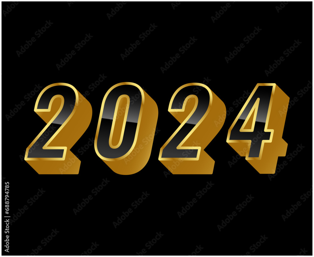 2024 Happy New Year Abstract Gold Graphic Design Vector Logo Symbol Illustration With Black Background 2024 Happy New Year Abstract Gold Graphic Design Vector Logo Symbol Illustration With Black Background