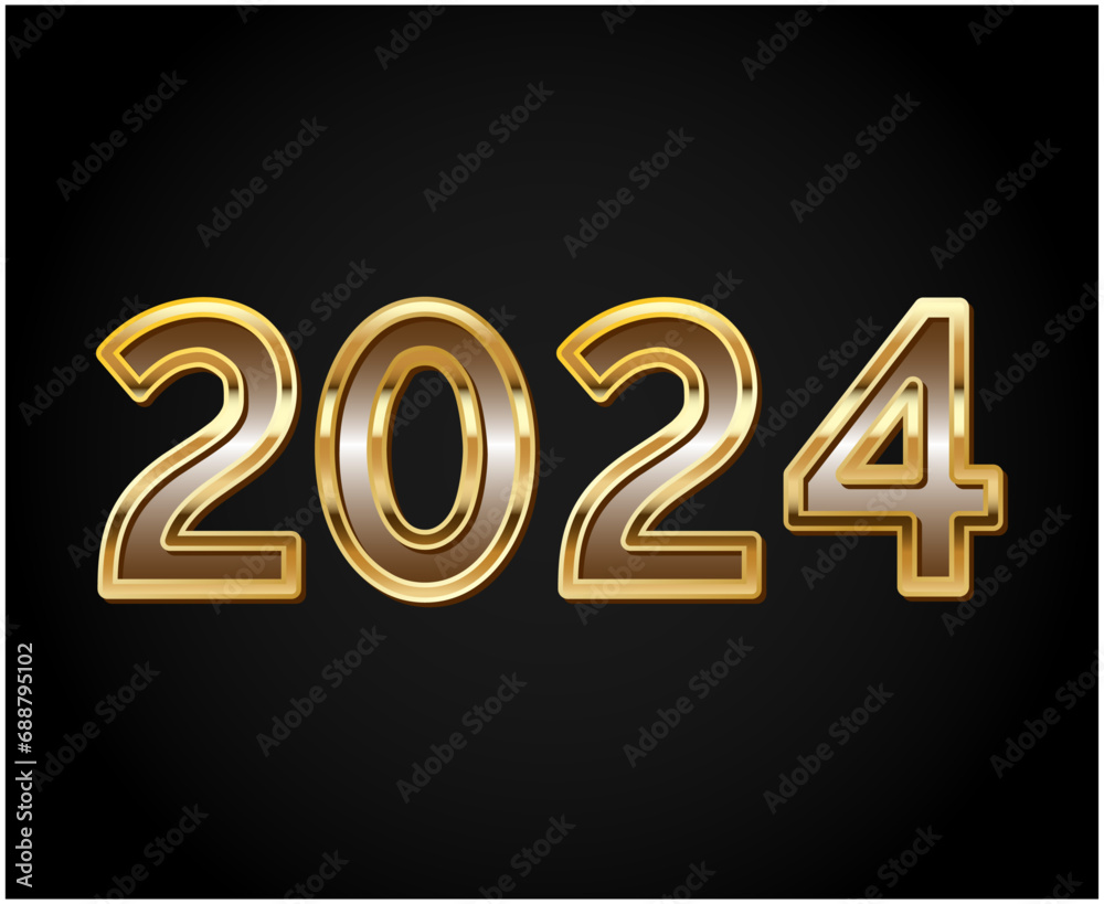 2024 Happy New Year Abstract Gold Graphic Design Vector Logo Symbol Illustration With Black Background 2024 Happy New Year Abstract Gold Graphic Design Vector Logo Symbol Illustration With Black Background