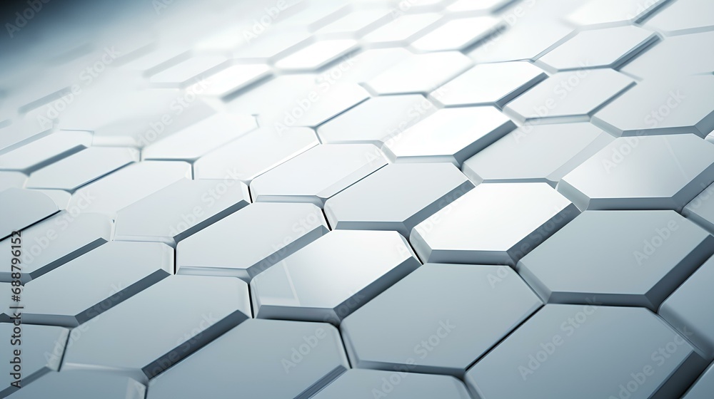 Abstract white and grey hexagons geometric design with a space background. Futuristic technology digital hi tech concept. generative AI