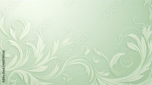 Flat soft light green background with ornaments created with Generative AI