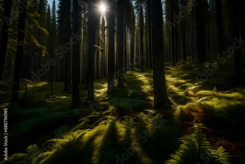 The play of light and shadow on the forest floor of a boreal ecosystem