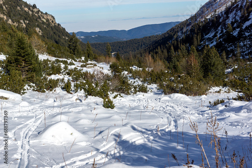 Winter view of Rila Mountain near Malyovitsa peak, Bulgaria