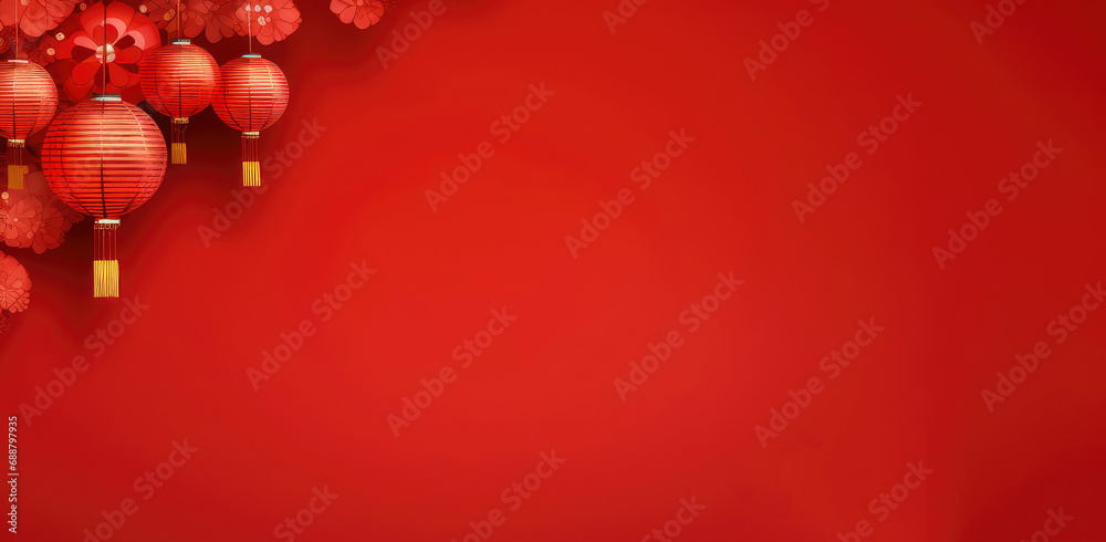 Red Lunar New Year concept with lanterns Red Lunar New Year concept with lanterns