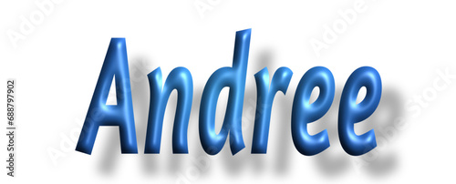 Andree - lettering - light blue color, embossed tubular font, transparent background, holiday party design, vector project	