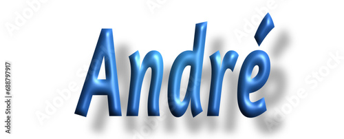 André - lettering - light blue color, embossed tubular font, transparent background, holiday party design, vector project 