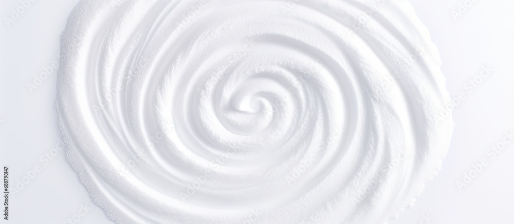 Top-down view of spiral foam on isolated white background, includes clipping path.
