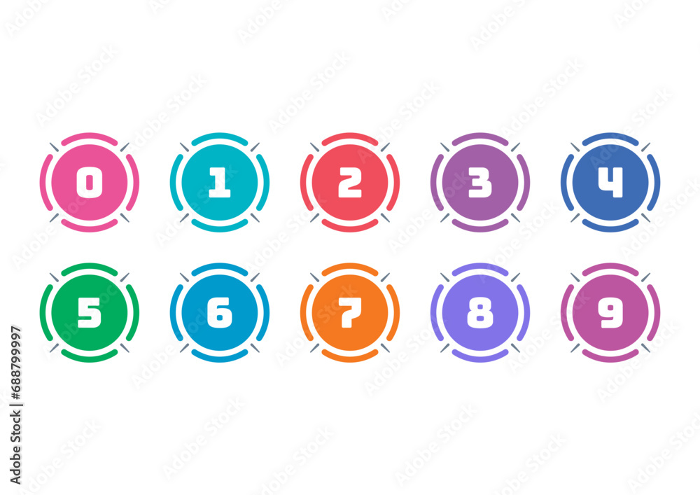 colorful 0-9 math numbers in circle. education, web, magazine, business world 0-9 numbers colorful 0-9 math numbers in circle. education, web, magazine, business world 0-9 numbers