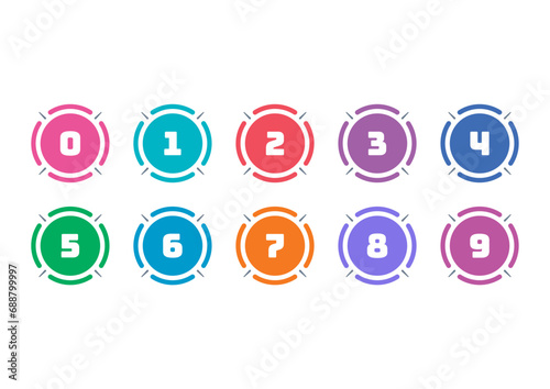 colorful 0-9 math numbers in circle. education, web, magazine, business world 0-9 numbers
