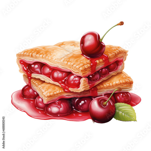 cherry cake with cherry layer froasting isolated on white background,PNG file photo