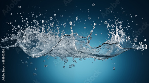 Splashes of water splashing across the surface of the water and bubbles underwater