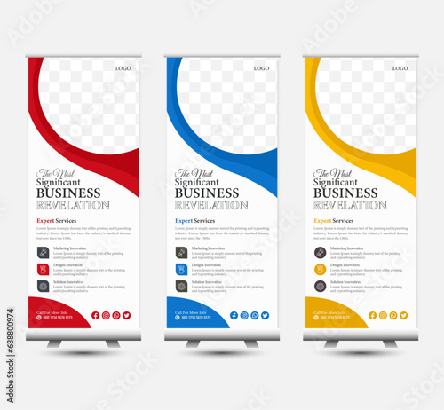 vector modern roll up banner rack card or dl flyer templates for presentation purpose photo