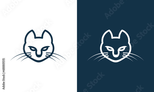 collection of cat heads in simple and elegant line style vector logo designs
