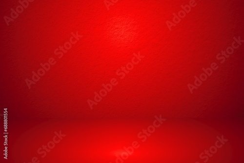 Abstract red gradient background for product placement or website.  Empty room with copy space and spotlight for product presentation
