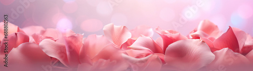 A close up of pink roses as a banner symbolize love
