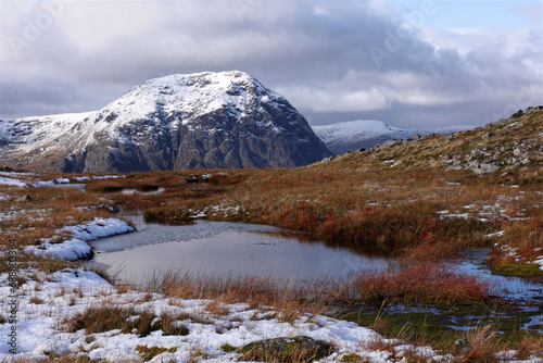 Frozen mountain landscape in Glencoe Scottish Highlands