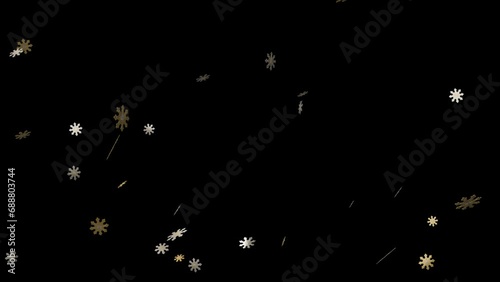 Wallpaper Mural Confetti Snowfall - Golden and Silver Flakes - Falling Loop - Transparent 3D animation loop isolated with alpha channel Torontodigital.ca