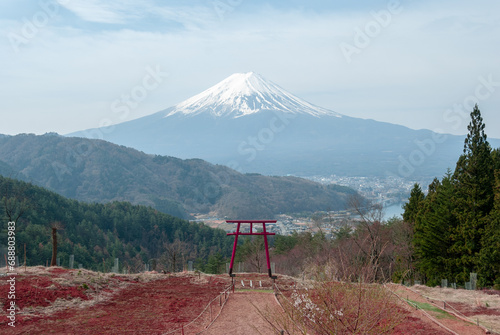 Tenku No Torii Gate with a view of Mount Fuji in Japan