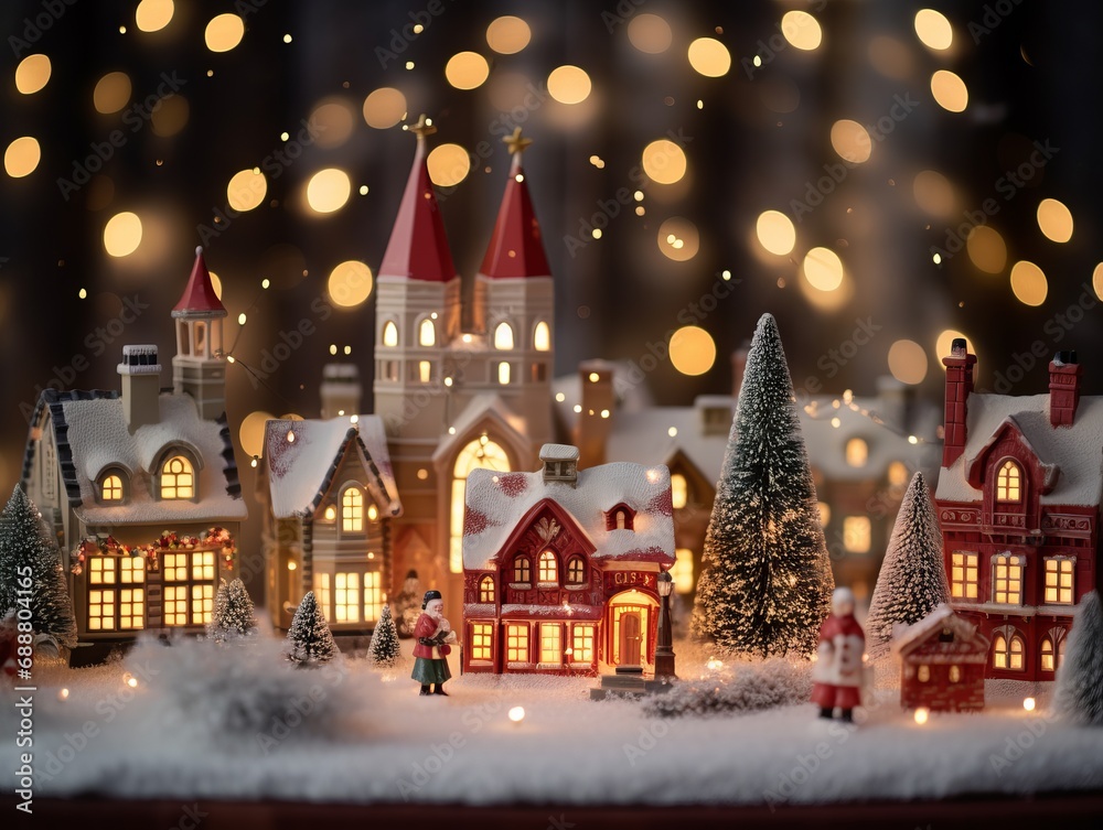 Illuminated miniature Christmas village.