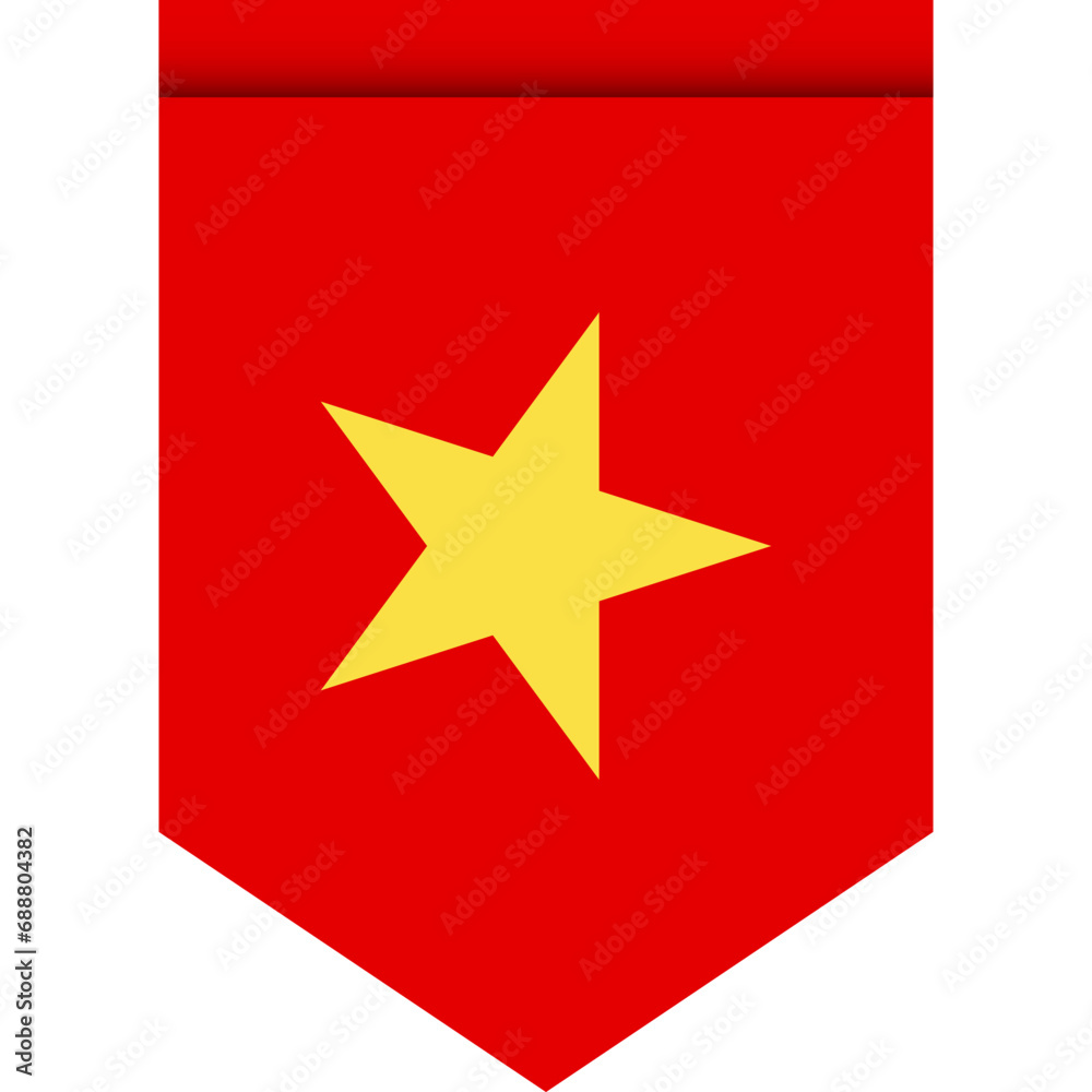 Vietnam flag or pennant isolated on white background. Pennant flag icon.