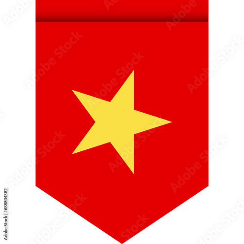 Vietnam flag or pennant isolated on white background. Pennant flag icon.
