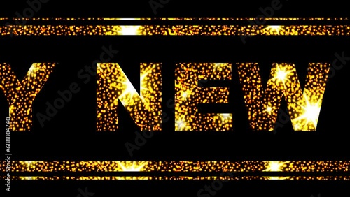 Animated text Happy New Year. Motion Graphics. Happy New Year Gold Text.