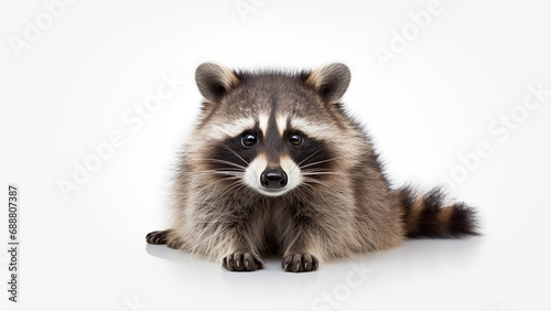 Relaxed Raccoon Lounging on White Background, CGI Render © Tigarto