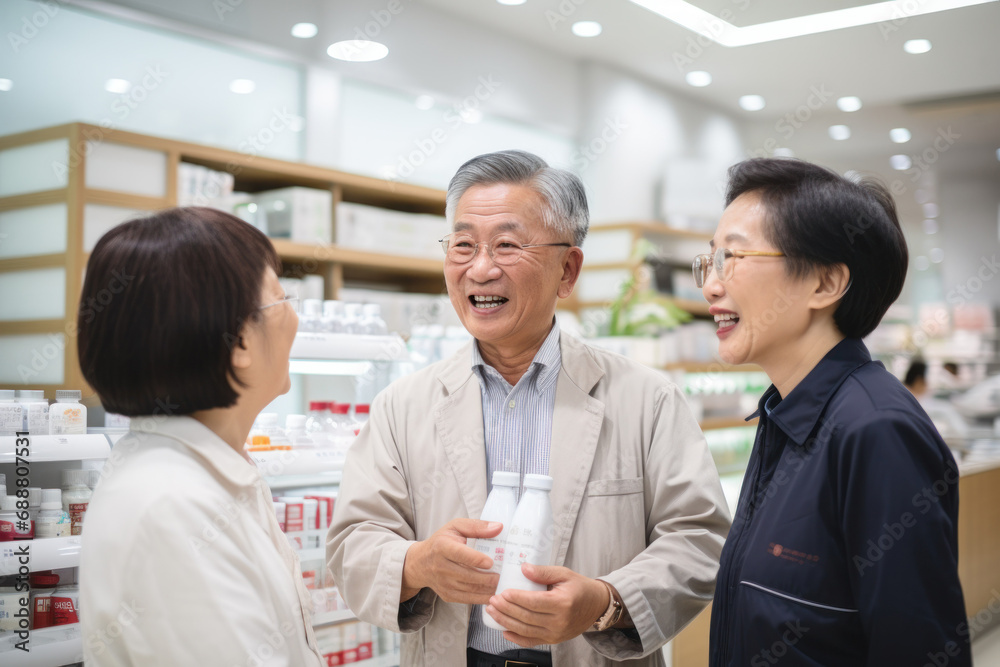 Senior Customers Enjoying Service at a Cosmetics Store
