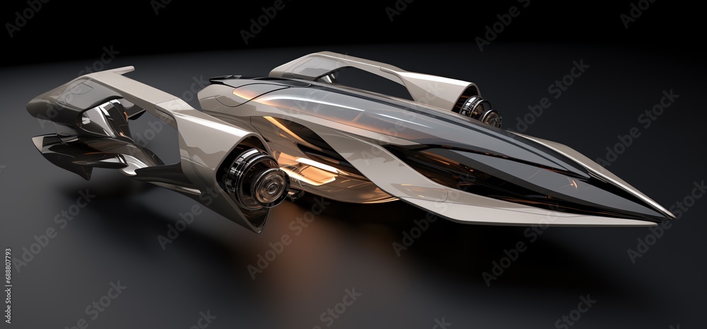 a futuristic vehicle with multiple lights