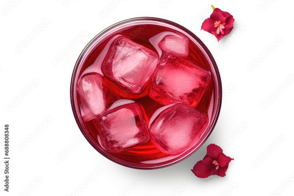 Hibiscus Tea, Dry Rose Drink, Cold Fruit Red Tea in Transparent Mug, Roselle Hibiscus Tea Hibiscus Tea, Dry Rose Drink, Cold Fruit Red Tea in Transparent Mug, Roselle Hibiscus Tea