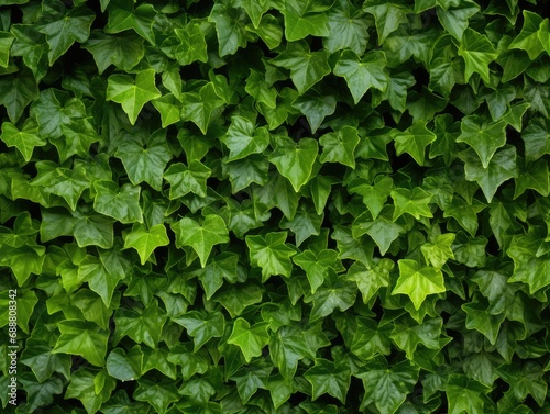 Lush Green Wall of Hedera Helix or Creeper Foliage, Ivy Carpet, Beautiful Natural Background, Leaf Pattern