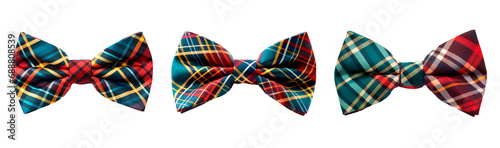Colorful tartan ribbon bow tie over isolated transparent background photo