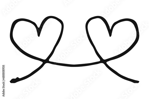 Connected Hearts hand drawn with thin line photo