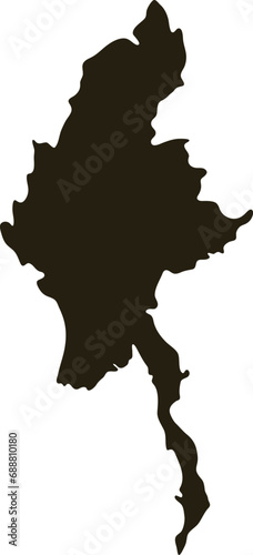 Map of Burma. Solid black map vector illustration