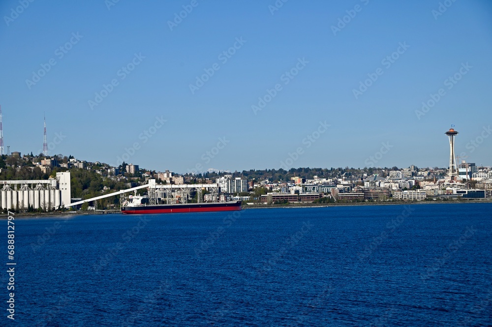 a view of the port of Seattle