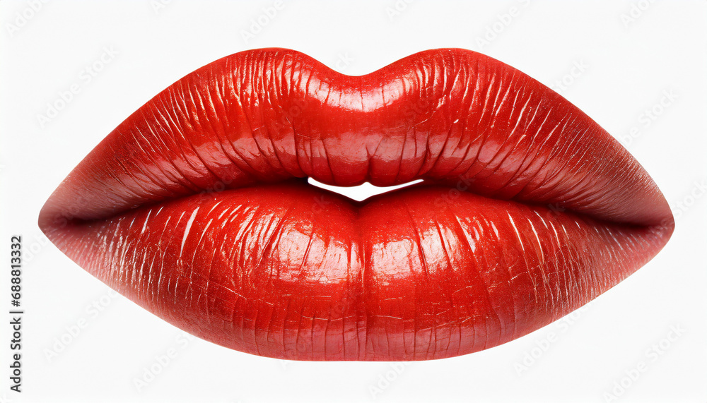 woman red lips isolated on white