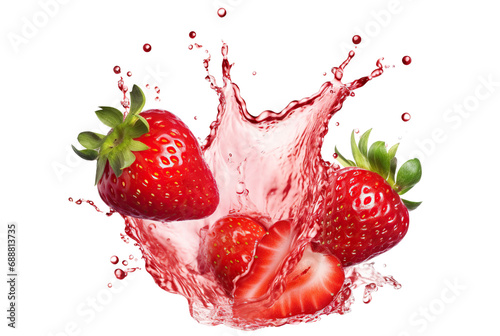Delicious strawberries juice splash cut out