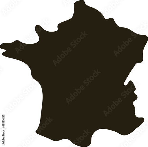Map of France. Solid simple silhouette map vector illustration