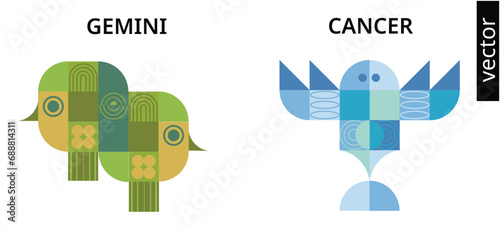 
astrology icons gemini cancer zodiac signs shapes design
