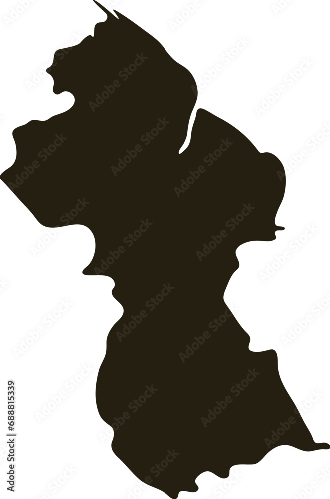 Map of Guyana. Solid black map vector illustration