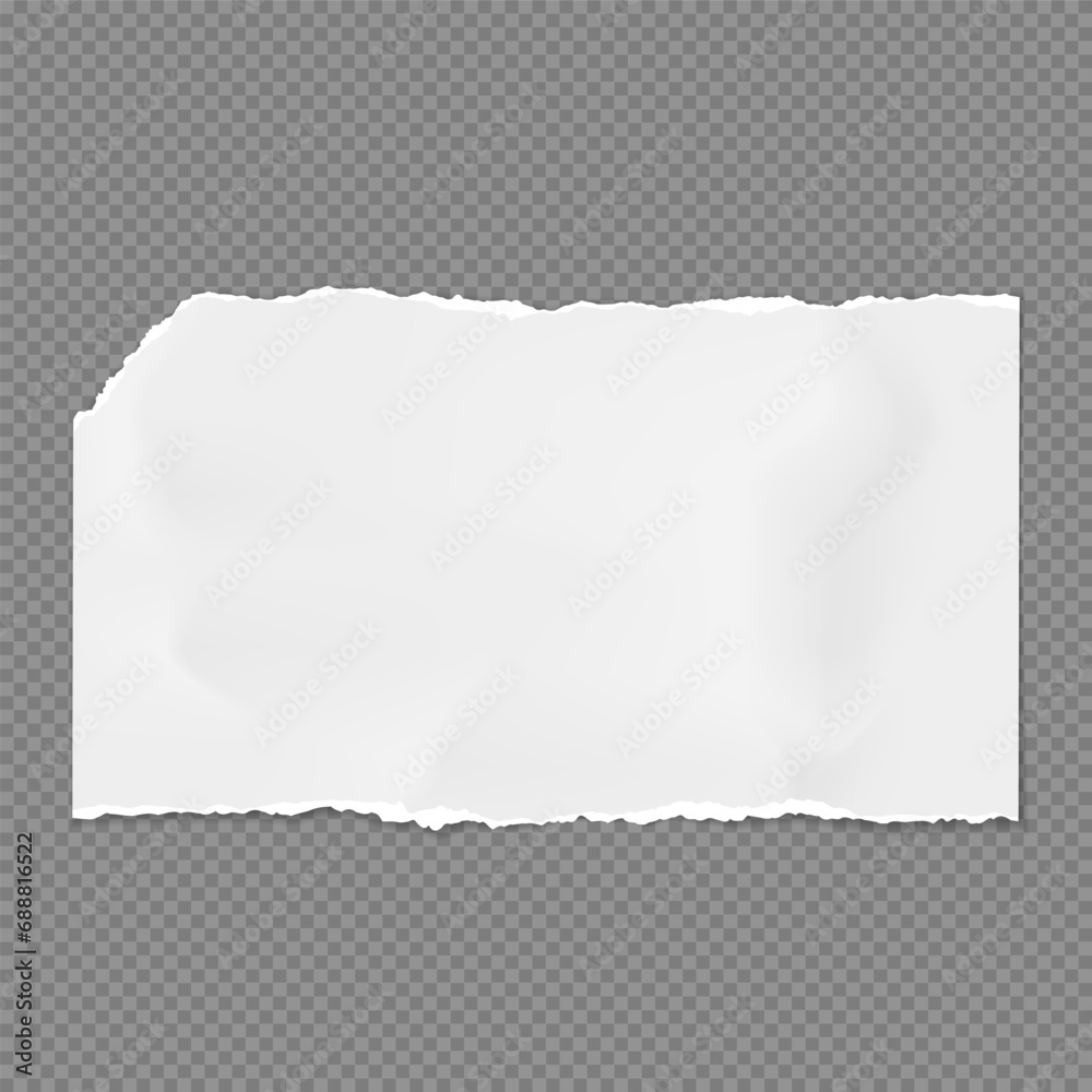 Torn, ripped paper strip, notebook sheet with soft shadow is on dark squared background for text, ad. Torn, ripped paper strip, notebook sheet with soft shadow is on dark squared background for text, ad.