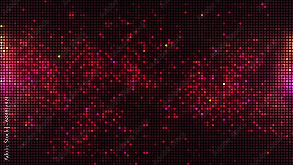 Shiny glowing red neon disco LED lights retro party background. Full HD motion background animation.
