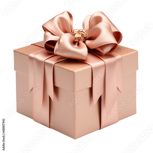 rose gold gift box with ribbon and flowers