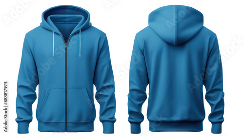 Blue hooded sweatshirt mockup set, cut out