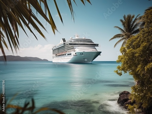 Luxury cruise ship departing
