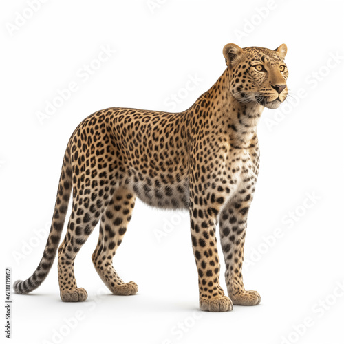 Leopard African Safari Animal on White Background