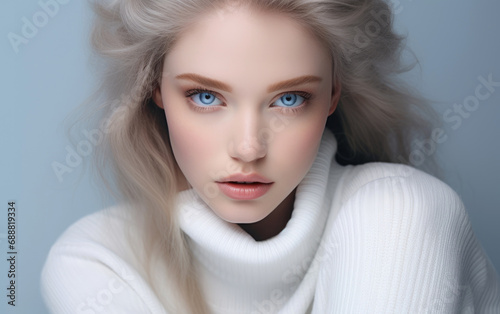A Christmas girl with blue ...
