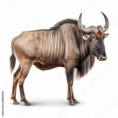 Wildebeest African Safari Animal on White Background