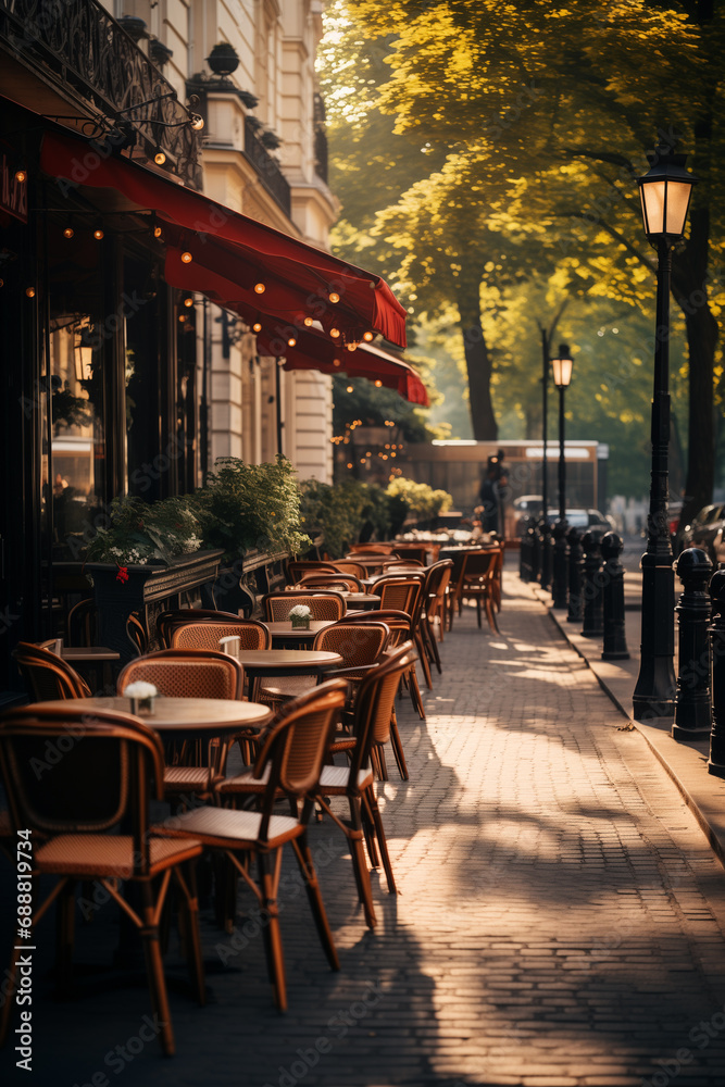 streets of the city with French cafes, ai streets of the city with French cafes, ai