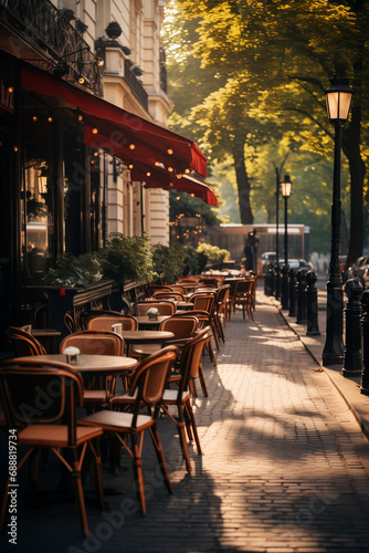 streets of the city with French cafes, ai © Alona